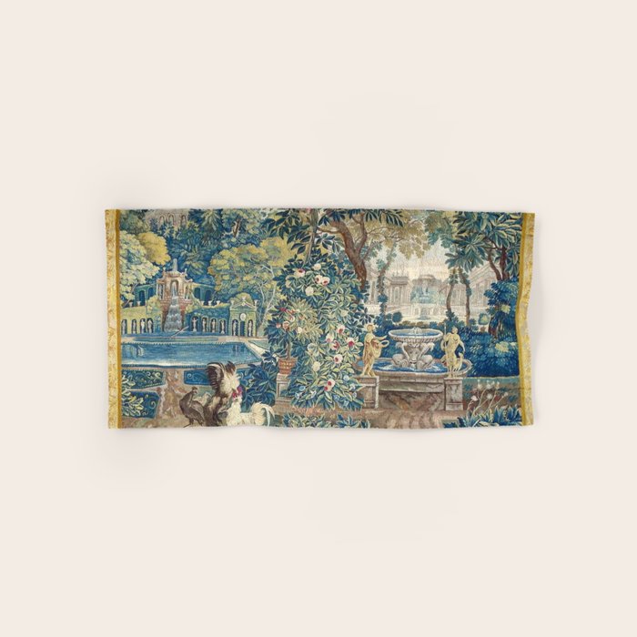 Antique French Verdure Chateau Fountain Tapestry Bath Towel Gallery Image 1