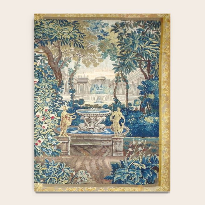 Antique French Verdure Chateau Fountain Tapestry Notebook Gallery Image 4