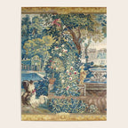 Antique French Verdure Chateau Fountain Tapestry Poster Gallery Image 4