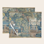 Antique French Verdure Chateau Fountain Tapestry Placemat Gallery Image 1