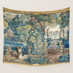 Antique French Verdure Chateau Fountain Tapestry Wall Tapestry Gallery Image 4