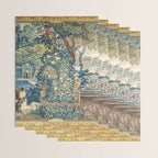 Antique French Verdure Chateau Fountain Tapestry Wrapping Paper Gallery Image 3