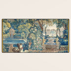 Antique French Verdure Chateau Fountain Tapestry Desk Mat Gallery Image 3