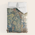 Antique French Verdure Chateau Fountain Tapestry Duvet Cover Gallery Image 6