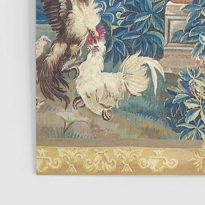 Antique French Verdure Chateau Fountain Tapestry Poster Gallery Image 3