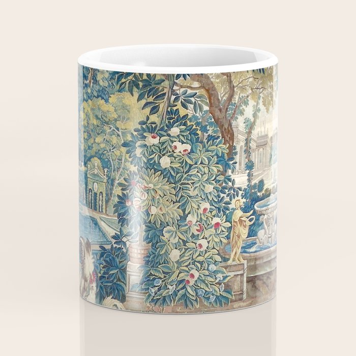 Antique French Verdure Chateau Fountain Tapestry Coffee Mug Gallery Image 4