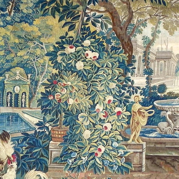Antique French Verdure Chateau Fountain Tapestry Coffee Mug Gallery Image 2