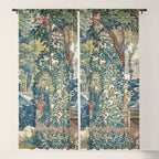 Antique French Verdure Chateau Fountain Tapestry Window Curtain Gallery Image 5