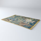 Antique French Verdure Chateau Fountain Tapestry Rug Gallery Image 3