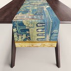 Antique French Verdure Chateau Fountain Tapestry Table Runner Gallery Image 1