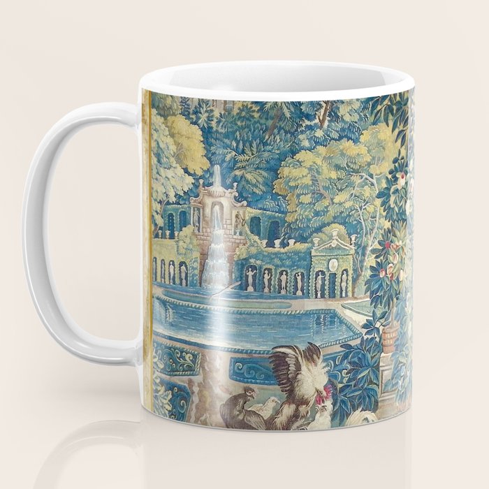 Antique French Verdure Chateau Fountain Tapestry Coffee Mug Gallery Image 3