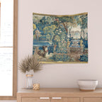 Antique French Verdure Chateau Fountain Tapestry Wall Tapestry Gallery Image 2
