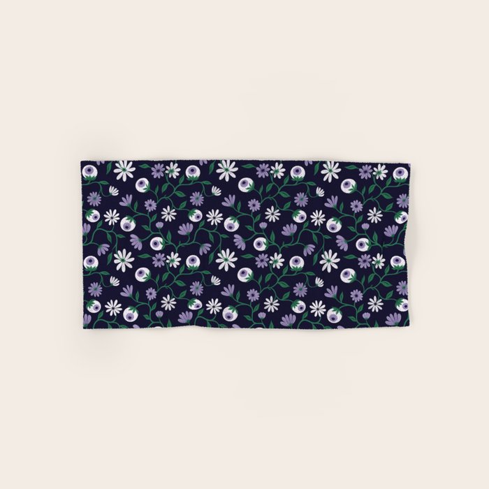 Dark Gothic Floral Garden Flowers and Eyes Creepy Halloween Bath Towel Gallery Image 1