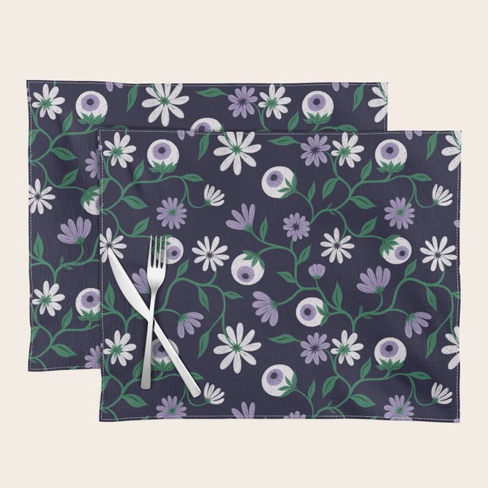 Dark Gothic Floral Garden Flowers and Eyes Creepy Halloween Placemat Gallery Image 1