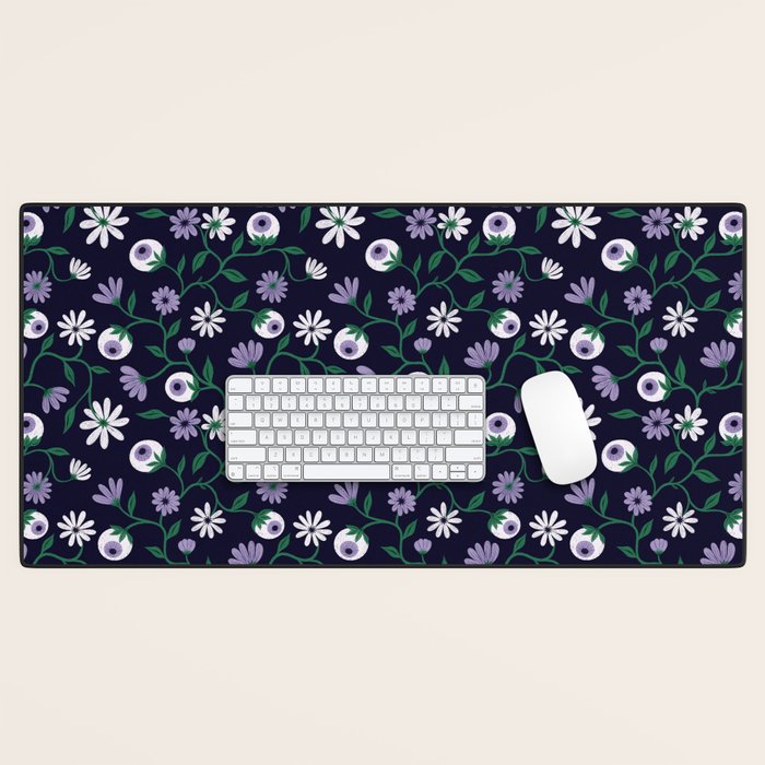 Dark Gothic Floral Garden Flowers and Eyes Creepy Halloween Desk Mat Gallery Image 1
