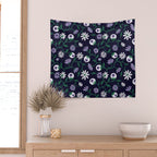 Dark Gothic Floral Garden Flowers and Eyes Creepy Halloween Wall Tapestry Gallery Image 2