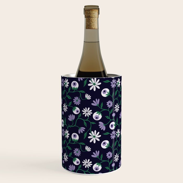 Dark Gothic Floral Garden Flowers and Eyes Creepy Halloween Wine Chiller Gallery Image 3