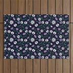 Dark Gothic Floral Garden Flowers and Eyes Creepy Halloween Outdoor Rug Gallery Image 1