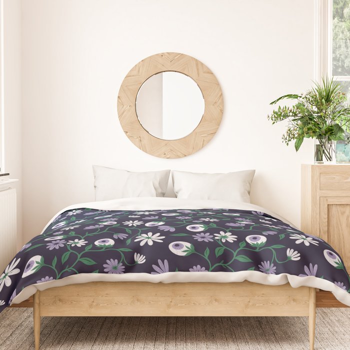 Dark Gothic Floral Garden Flowers and Eyes Creepy Halloween Duvet Cover Gallery Image 3