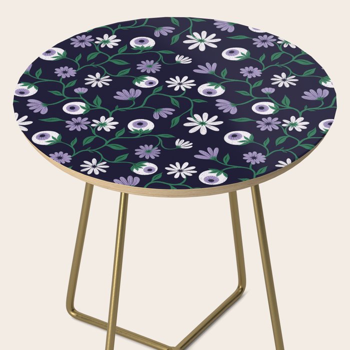 Dark Gothic Floral Garden Flowers and Eyes Creepy Halloween Side Table Gallery Image 2