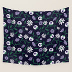 Dark Gothic Floral Garden Flowers and Eyes Creepy Halloween Wall Tapestry Gallery Image 4