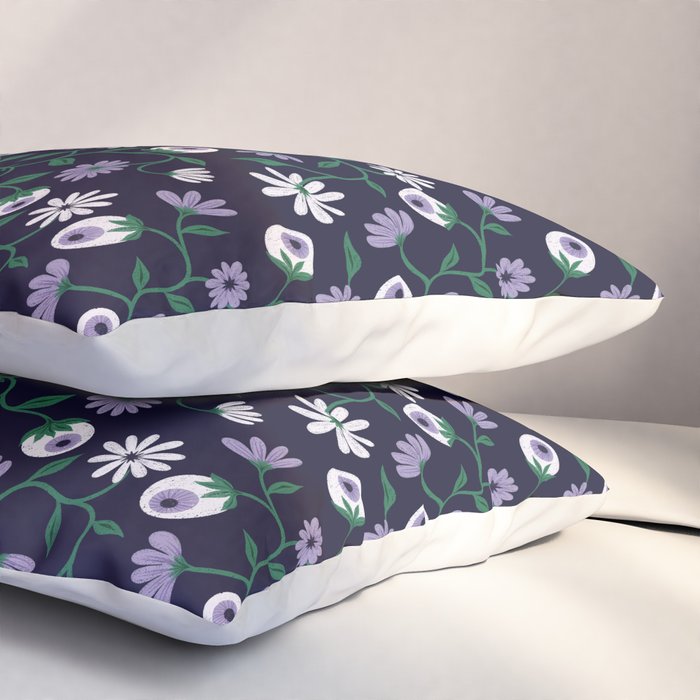 Dark Gothic Floral Garden Flowers and Eyes Creepy Halloween Pillow Sham Gallery Image 3