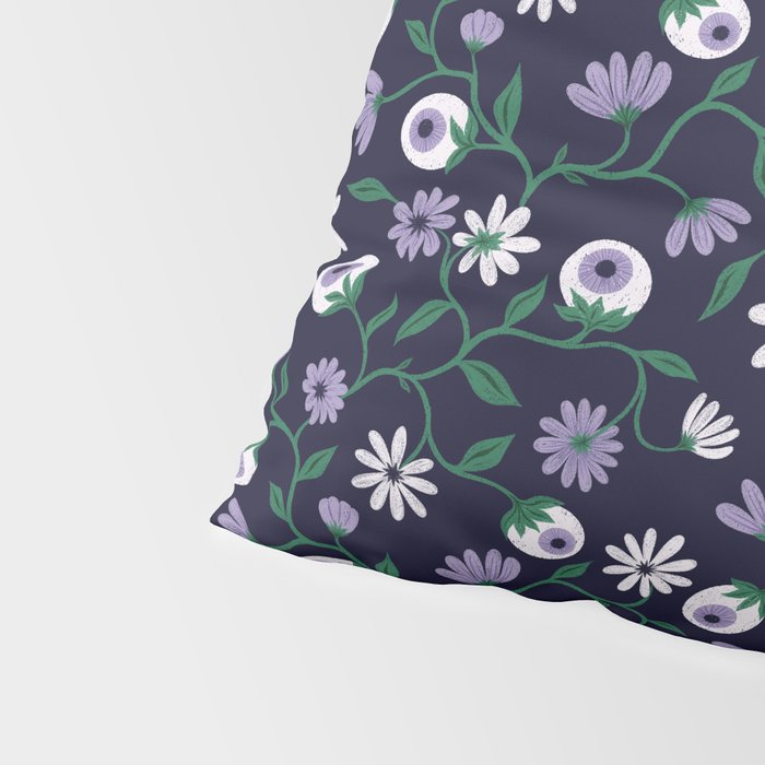 Dark Gothic Floral Garden Flowers and Eyes Creepy Halloween Pillow Sham Gallery Image 4
