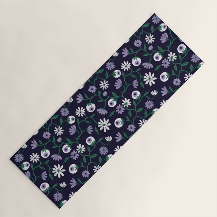 Dark Gothic Floral Garden Flowers and Eyes Creepy Halloween Yoga Mat Gallery Image 1