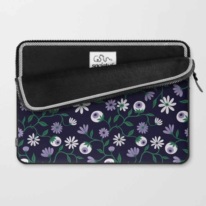 Dark Gothic Floral Garden Flowers and Eyes Creepy Halloween Laptop Sleeve Gallery Image 2