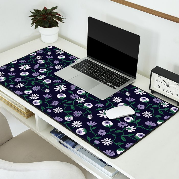 Dark Gothic Floral Garden Flowers and Eyes Creepy Halloween Desk Mat Gallery Image 2