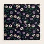 Dark Gothic Floral Garden Flowers and Eyes Creepy Halloween Wood Wall Art Gallery Image 1
