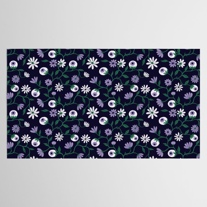 Dark Gothic Floral Garden Flowers and Eyes Creepy Halloween Tablecloth Gallery Image 2