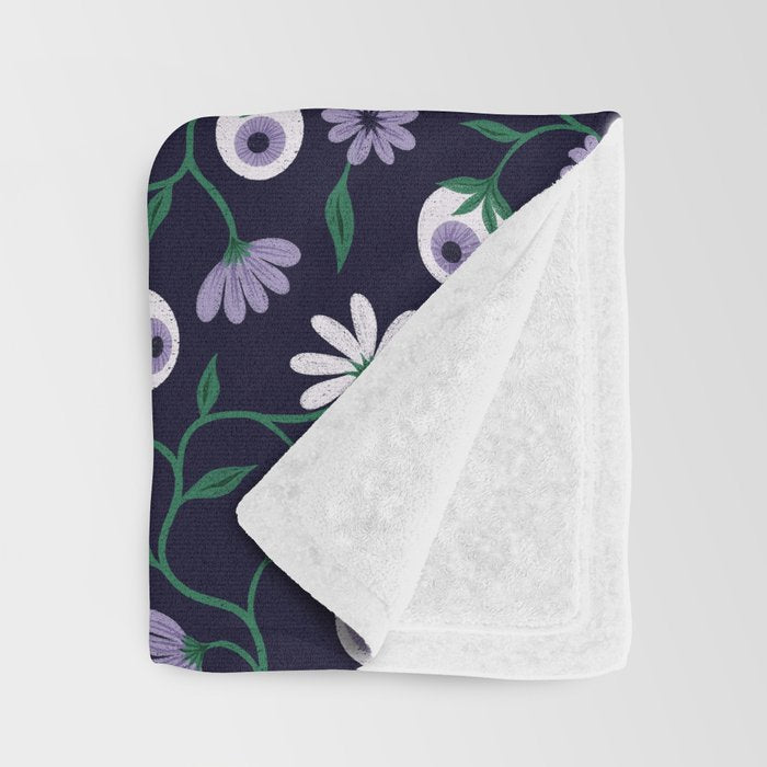 Dark Gothic Floral Garden Flowers and Eyes Creepy Halloween Throw Blanket Gallery Image 3