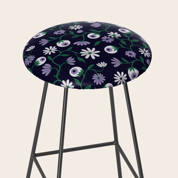 Dark Gothic Floral Garden Flowers and Eyes Creepy Halloween Stool Gallery Image 2