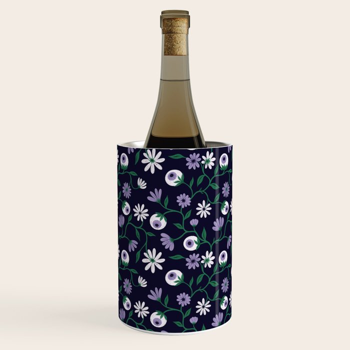 Dark Gothic Floral Garden Flowers and Eyes Creepy Halloween Wine Chiller Gallery Image 1