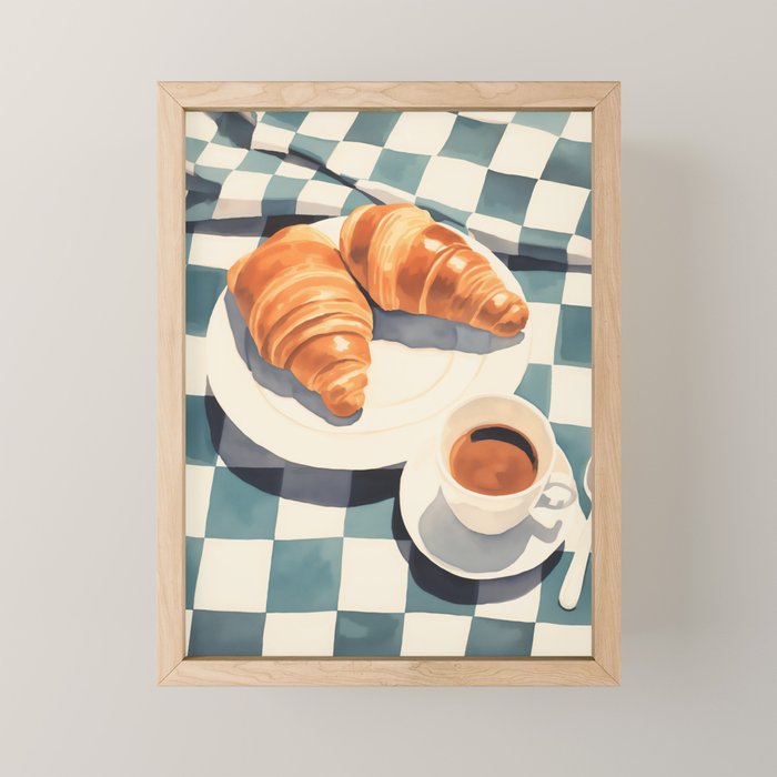 Morning Croissants and Coffee Bliss Mini Art Print Gallery Image 1