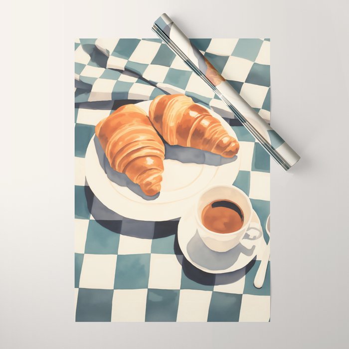 Morning Croissants and Coffee Bliss Wrapping Paper Gallery Image 1