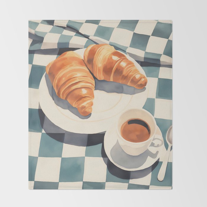 Morning Croissants and Coffee Bliss Throw Blanket Gallery Image 2