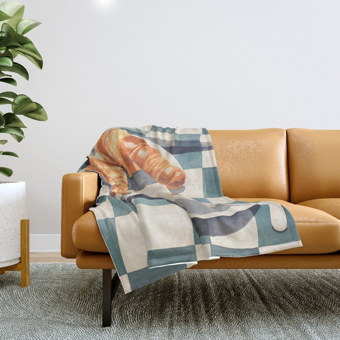 Morning Croissants and Coffee Bliss Throw Blanket Gallery Image 1
