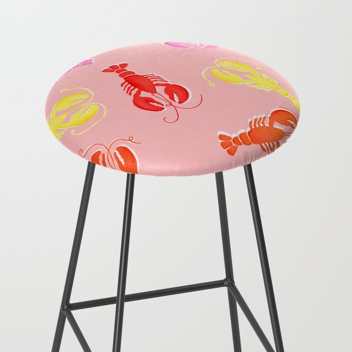 Pink Lobster Pattern Stool Gallery Image 2