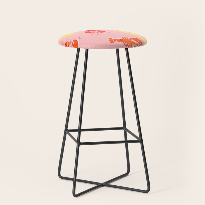 Pink Lobster Pattern Stool Gallery Image 1