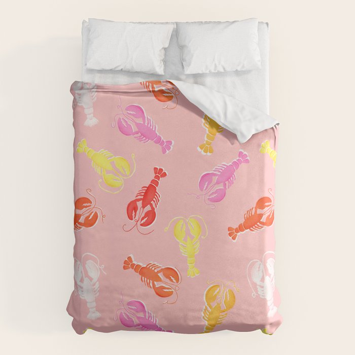 Pink Lobster Pattern Duvet Cover Gallery Image 1