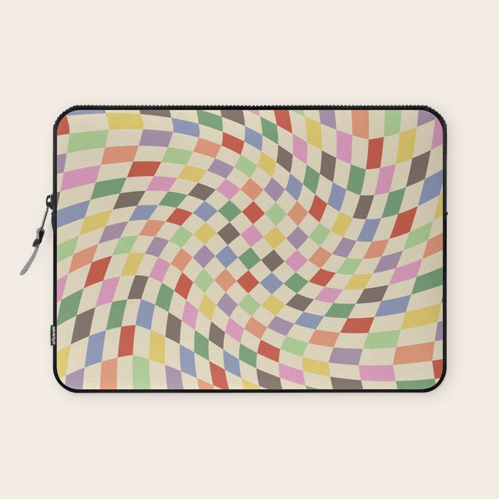 Colorful Checkered Swirl Pattern Laptop Sleeve Gallery Image 1