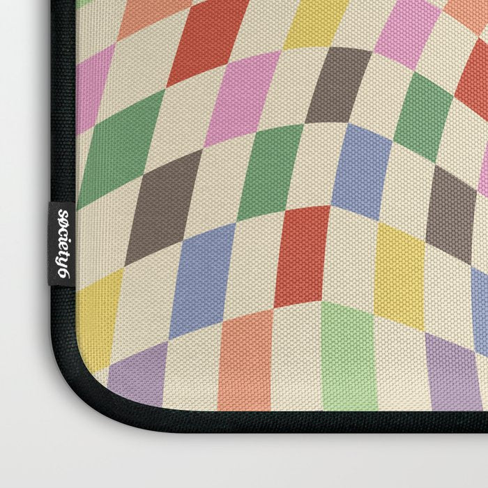 Colorful Checkered Swirl Pattern Laptop Sleeve Gallery Image 3
