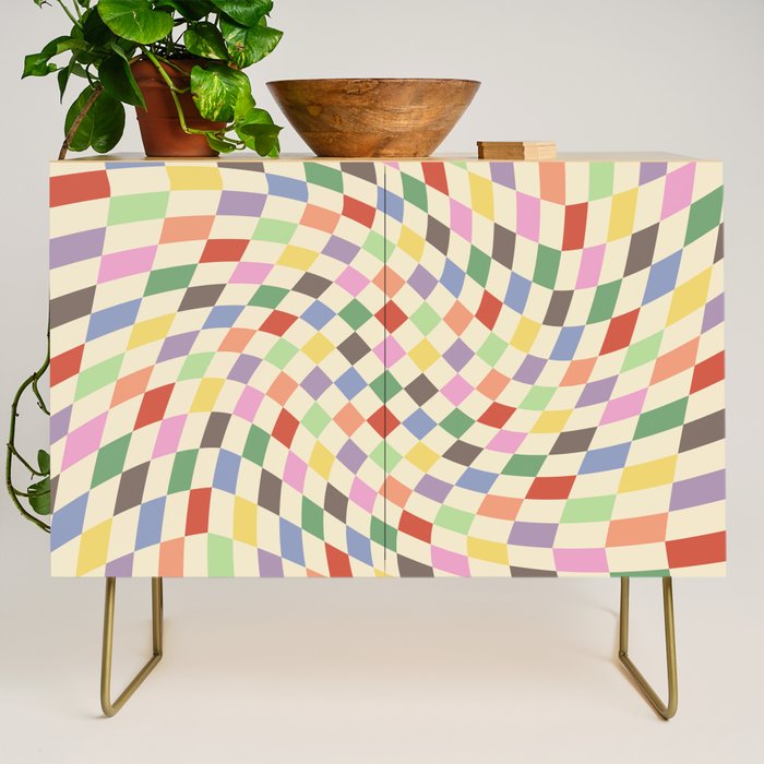 Colorful Checkered Swirl Pattern Credenza Gallery Image 1