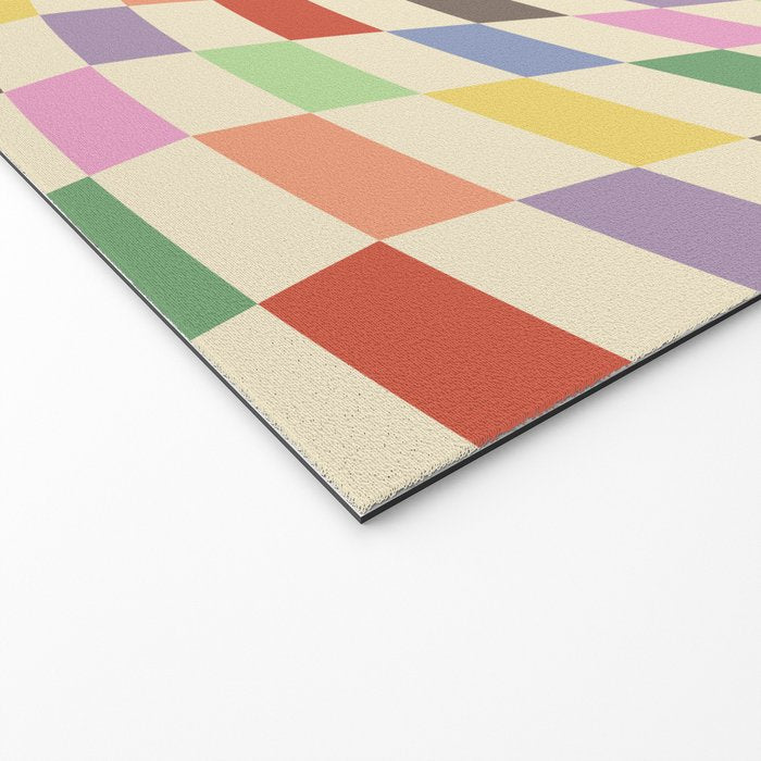 Colorful Checkered Swirl Pattern Welcome Mat Gallery Image 2