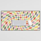Colorful Checkered Swirl Pattern Desk Mat Gallery Image 1