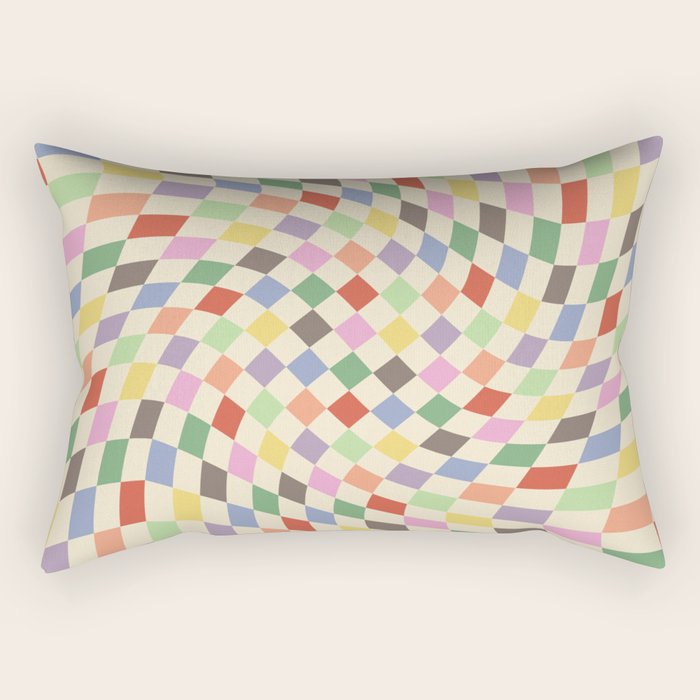 Colorful Checkered Swirl Pattern Rectangular Pillow Gallery Image 2