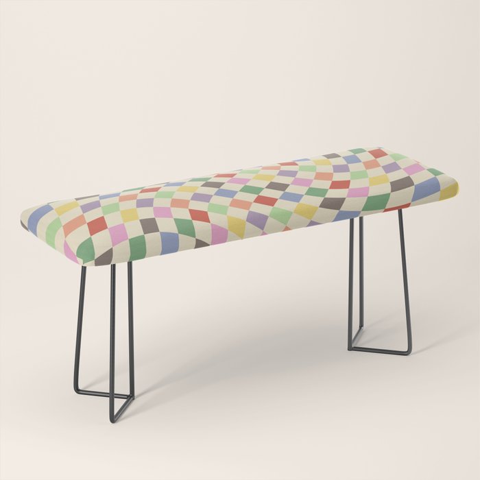 Colorful Checkered Swirl Pattern Bench Gallery Image 1