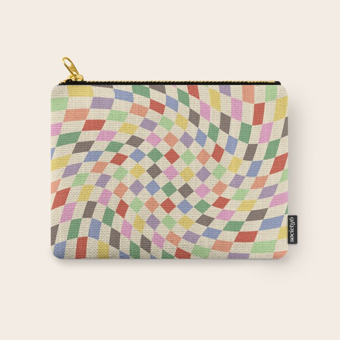 Colorful Checkered Swirl Pattern Carry All Pouch Gallery Image 1